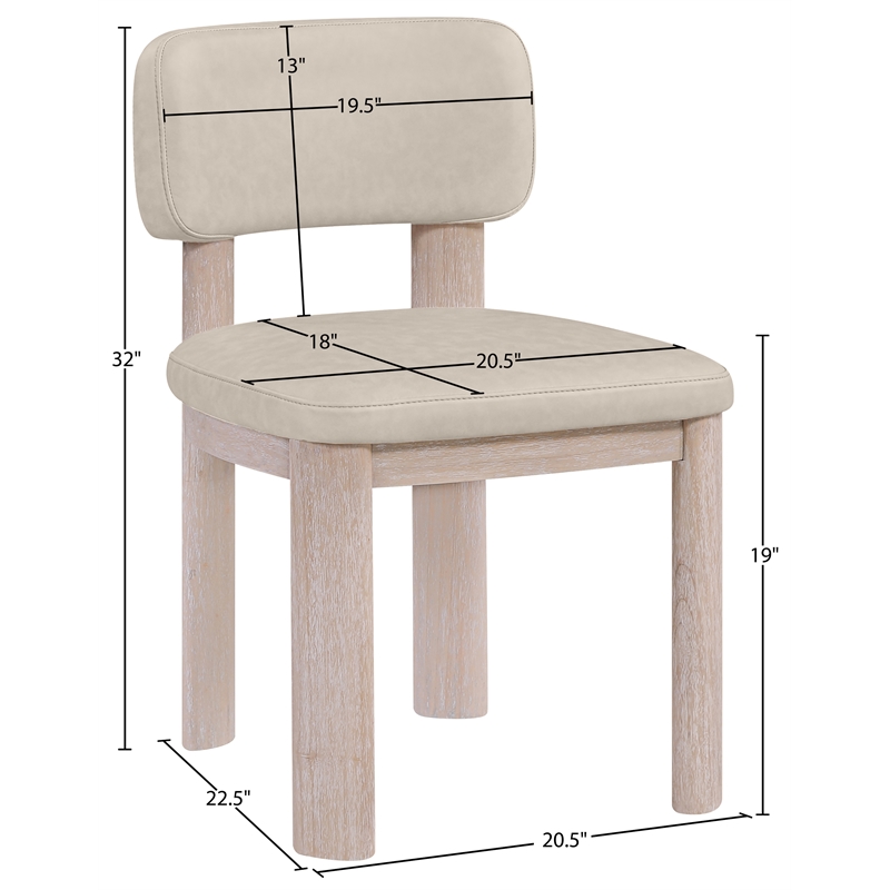 Meridian Furniture Paloma Taupe Vegan Leather Dining Chair (Set of 2)