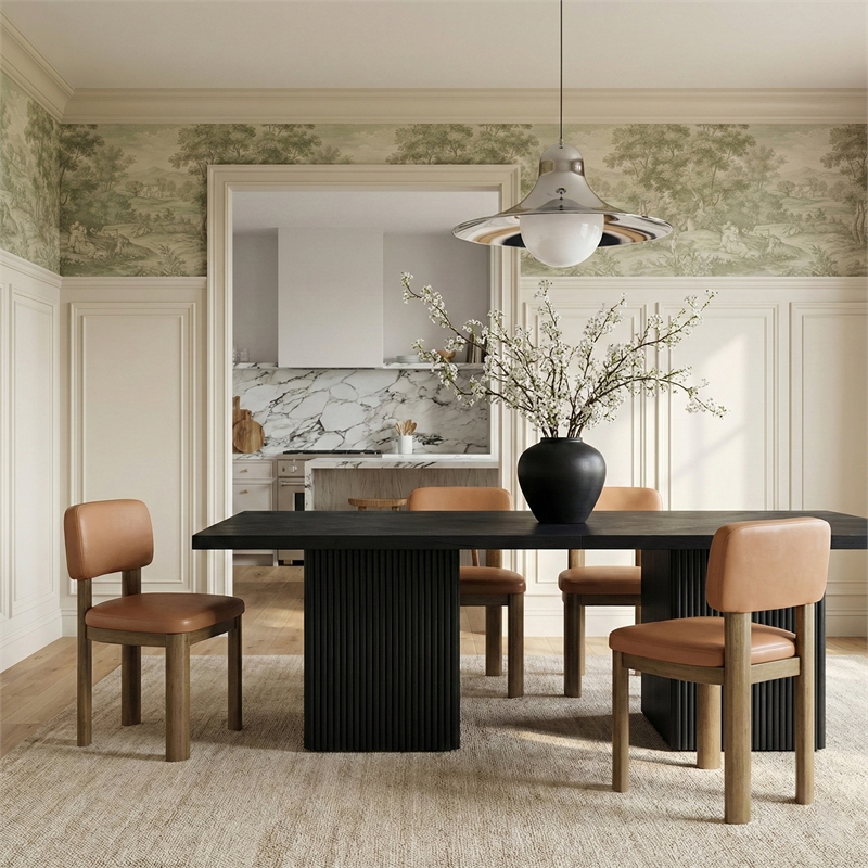 Meridian Furniture Paloma Cognac Vegan Leather Dining Chair (Set of 2)