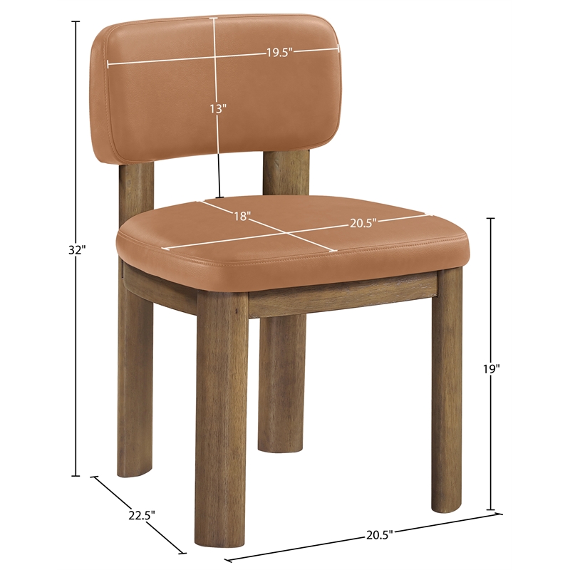 Meridian Furniture Paloma Cognac Vegan Leather Dining Chair (Set of 2)