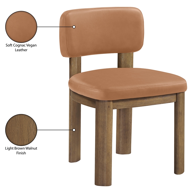 Meridian Furniture Paloma Cognac Vegan Leather Dining Chair (Set of 2)