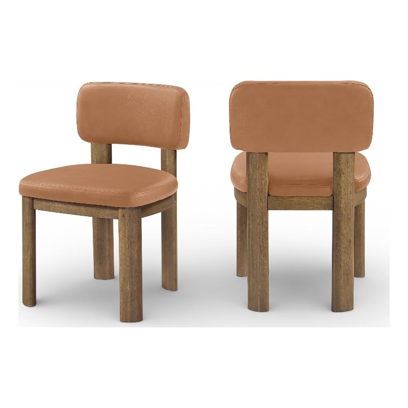 Meridian Furniture Paloma Cognac Vegan Leather Dining Chair (Set of 2)