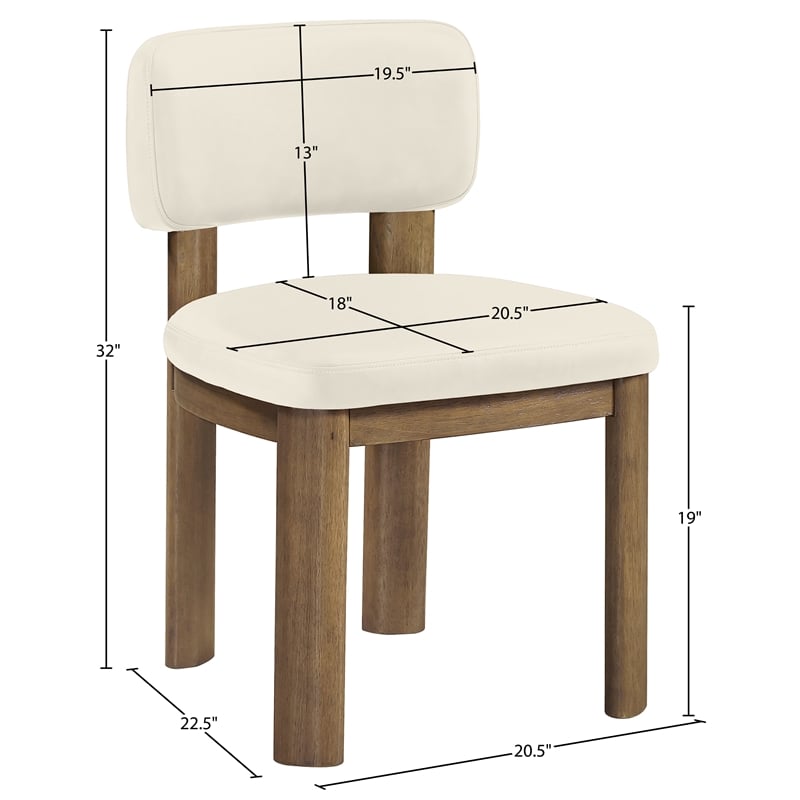 Meridian Furniture Paloma Cream Vegan Leather Dining Chair (Set of 2)