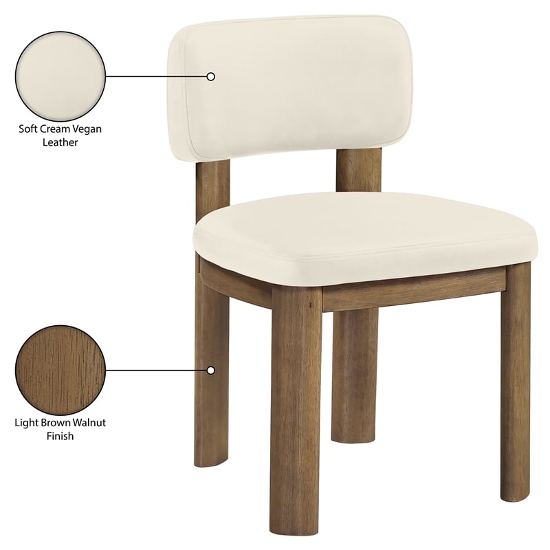 Meridian Furniture Paloma Cream Vegan Leather Dining Chair (Set of 2)