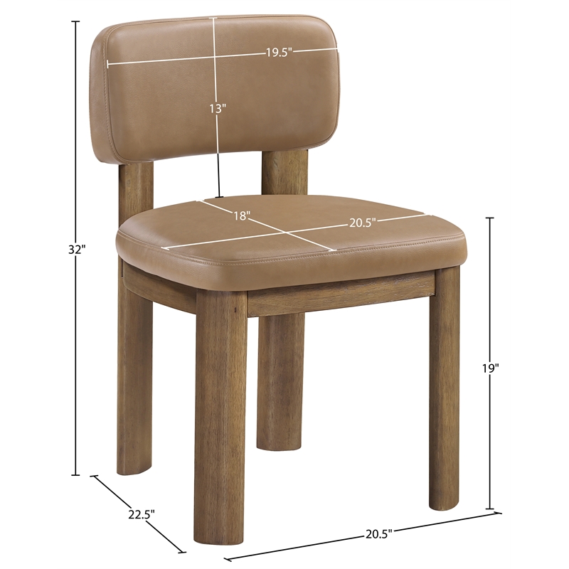 Meridian Furniture Paloma Tan Vegan Leather Dining Chair (Set of 2)