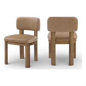 Meridian Furniture Paloma Tan Vegan Leather Dining Chair (Set of 2)