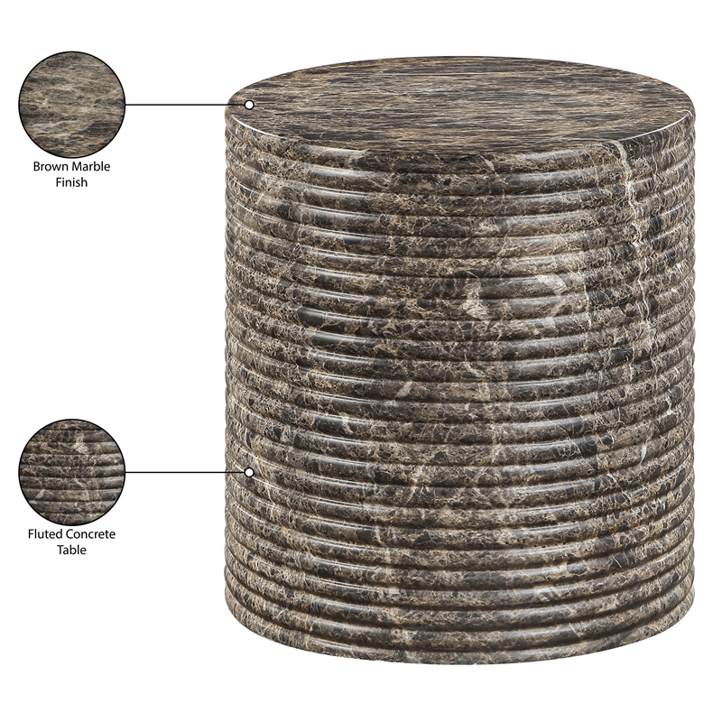 Meridian Furniture Rapallo Brown Concrete Indoor/Outdoor End Table