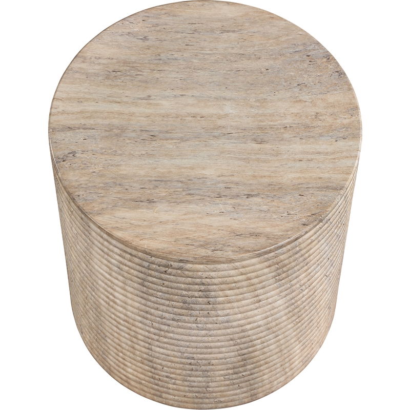Meridian Furniture Rapallo Travertine Concrete Indoor/Outdoor End Table