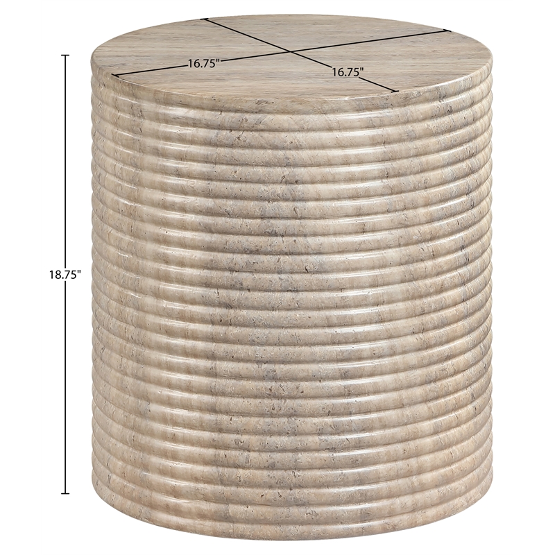 Meridian Furniture Rapallo Travertine Concrete Indoor/Outdoor End Table