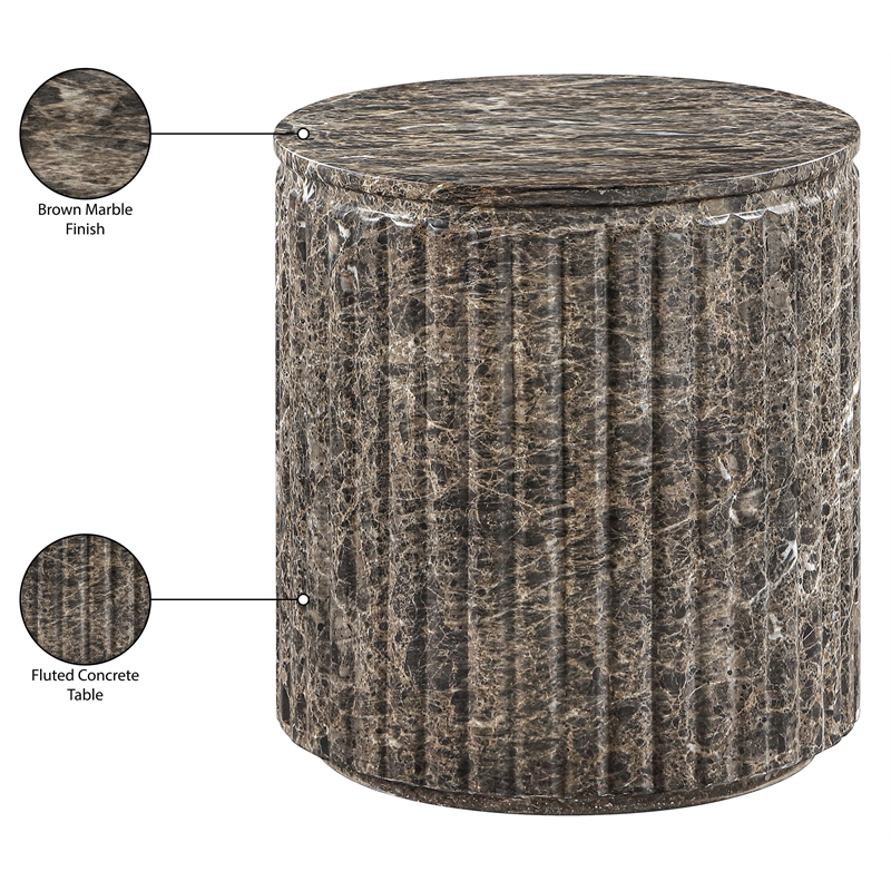 Meridian Furniture Catania Brown Concrete Indoor/Outdoor End Table