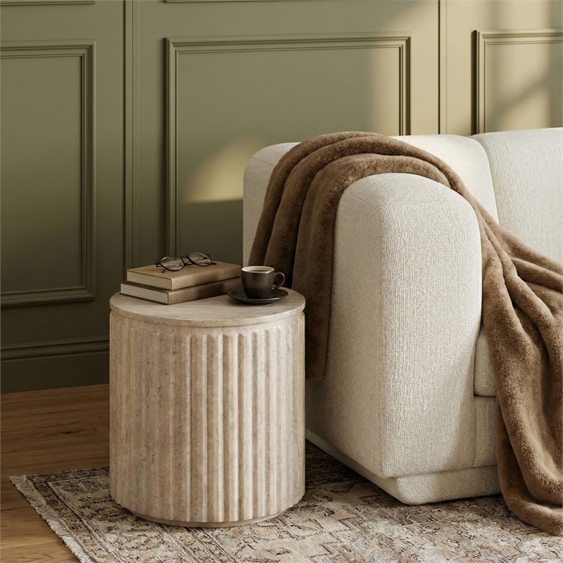 Meridian Furniture Catania Travertine Concrete Indoor/Outdoor End Table
