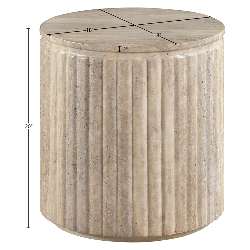 Meridian Furniture Catania Travertine Concrete Indoor/Outdoor End Table