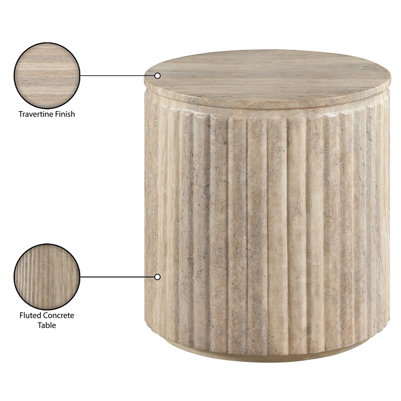 Meridian Furniture Catania Travertine Concrete Indoor/Outdoor End Table