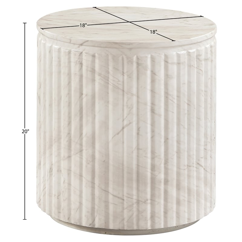 Meridian Furniture Catania White Concrete Indoor/Outdoor End Table