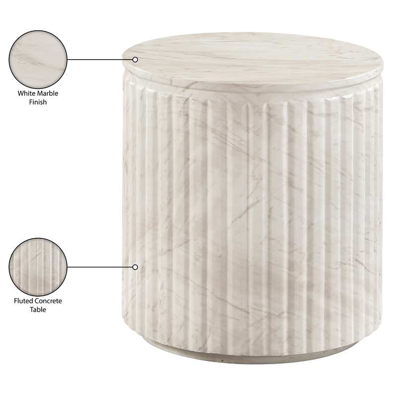 Meridian Furniture Catania White Concrete Indoor/Outdoor End Table