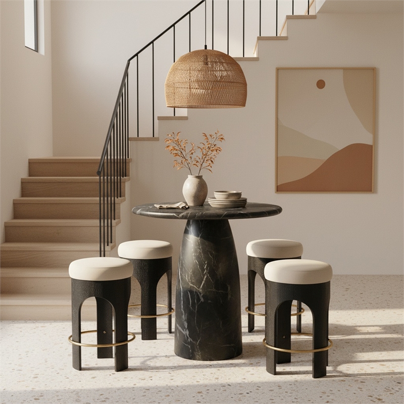 Meridian Furniture Cosenza Black Concrete Indoor/Outdoor Bar Table