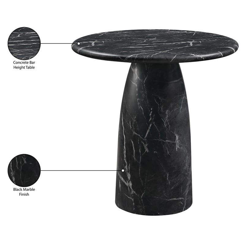 Meridian Furniture Cosenza Black Concrete Indoor/Outdoor Bar Table