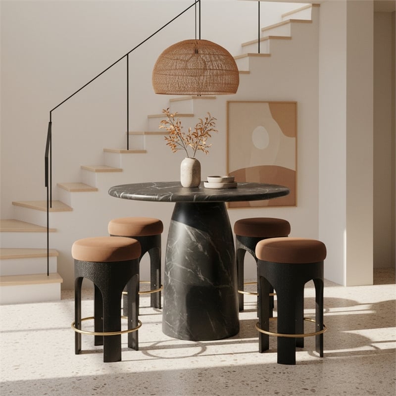 Meridian Furniture Cosenza Black Concrete Indoor/Outdoor Bar Table