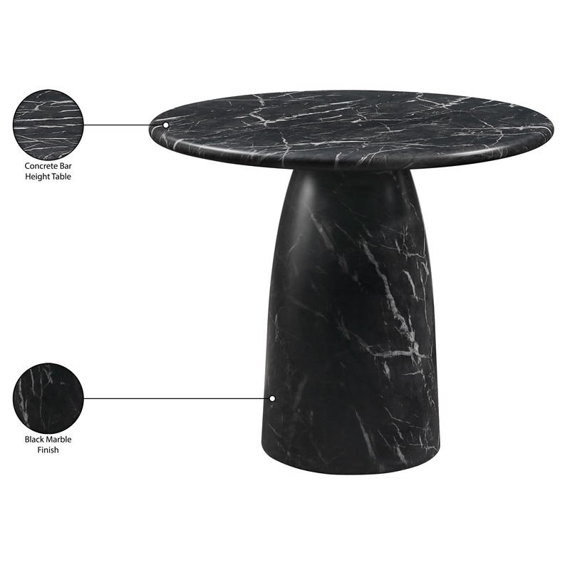 Meridian Furniture Cosenza Black Concrete Indoor/Outdoor Bar Table