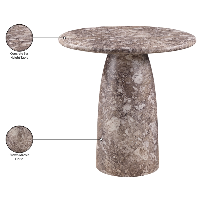 Meridian Furniture Cosenza Brown Concrete Indoor/Outdoor Bar Table