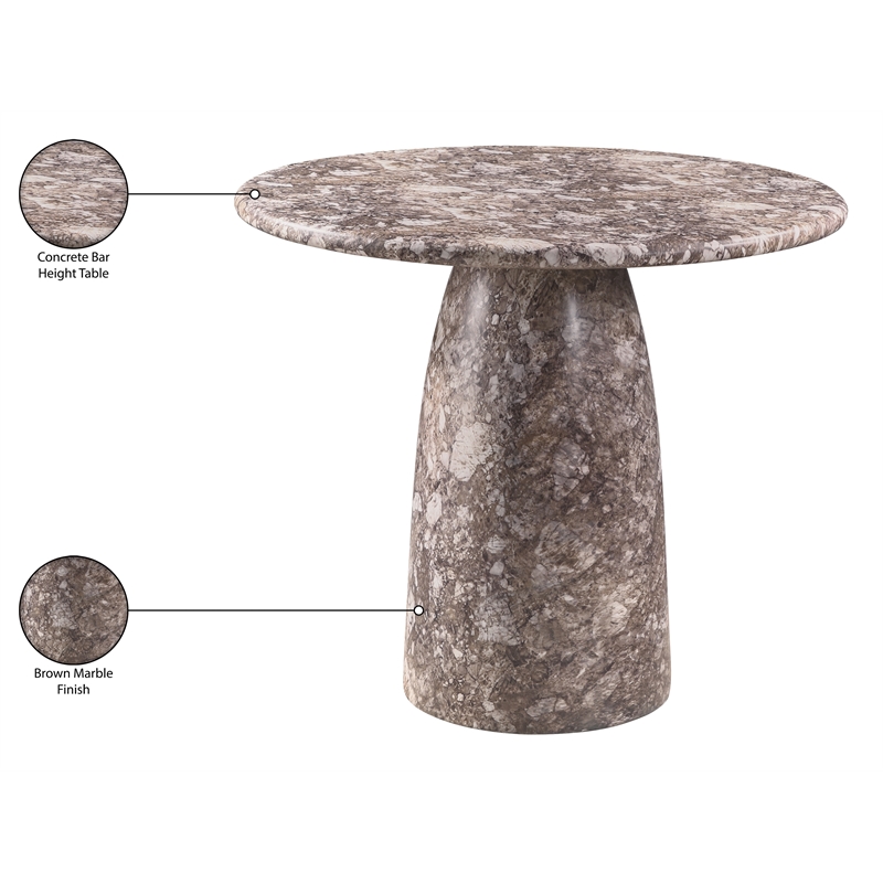 Meridian Furniture Cosenza Brown Concrete Indoor/Outdoor Bar Table