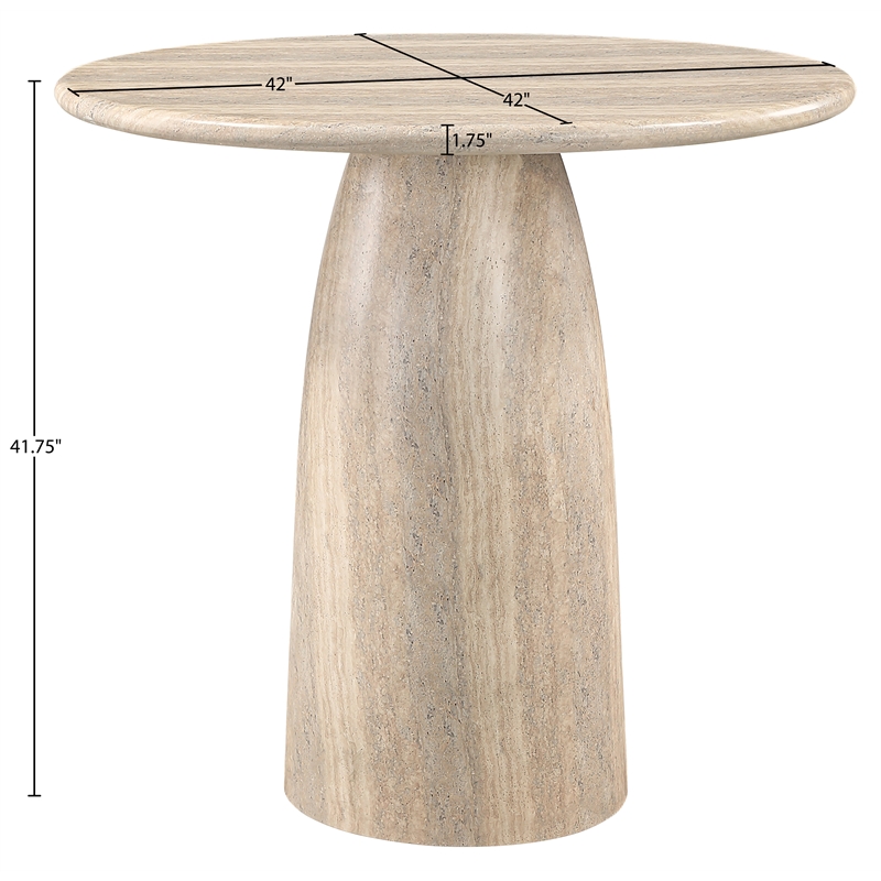 Meridian Furniture Cosenza Travertine Concrete Indoor/Outdoor Bar Table