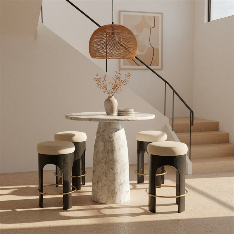 Meridian Furniture Cosenza White Concrete Indoor/Outdoor Bar Table