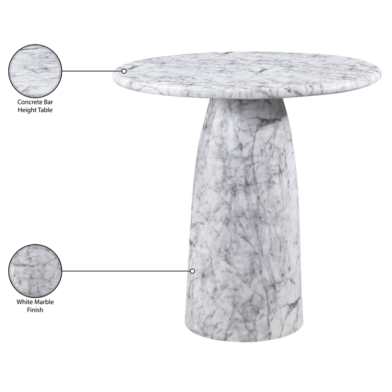 Meridian Furniture Cosenza White Concrete Indoor/Outdoor Bar Table