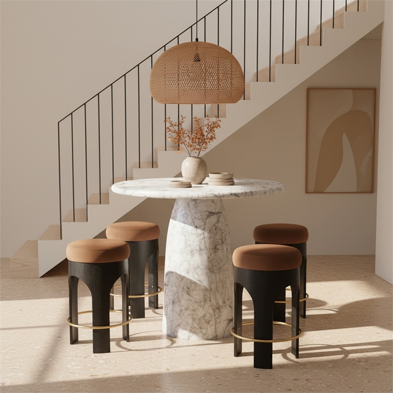 Meridian Furniture Cosenza White Concrete Indoor/Outdoor Bar Table