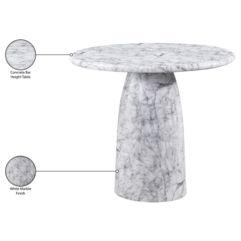 Meridian Furniture Cosenza White Concrete Indoor/Outdoor Bar Table