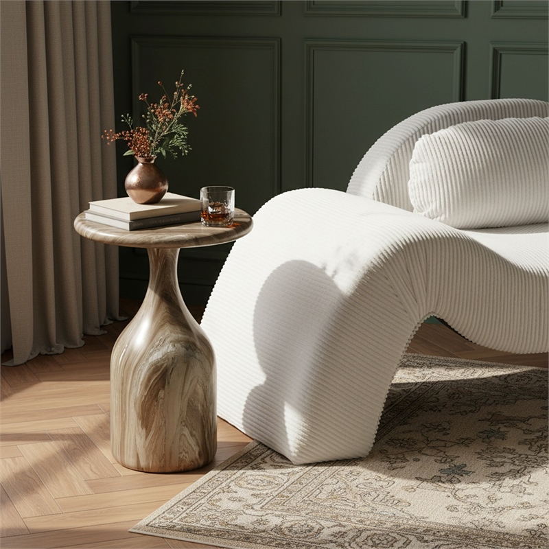 Meridian Furniture Savona Beige Concrete Indoor/Outdoor End Table