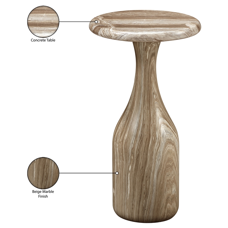 Meridian Furniture Savona Beige Concrete Indoor/Outdoor End Table