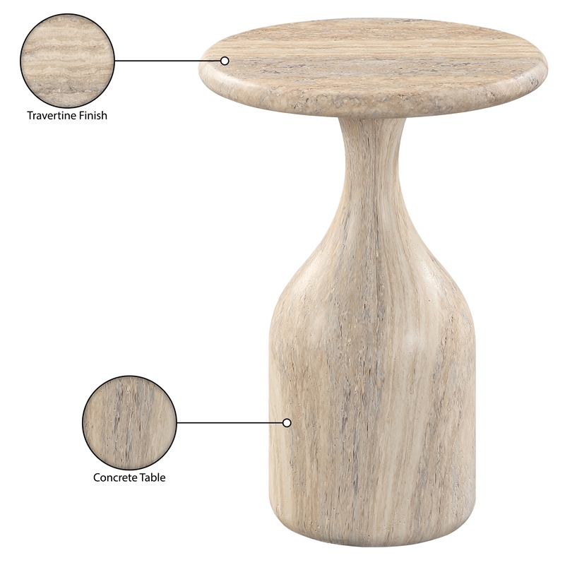 Meridian Furniture Savona Travertine Concrete Indoor/Outdoor End Table