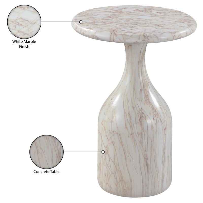 Meridian Furniture Savona White Concrete Indoor/Outdoor End Table