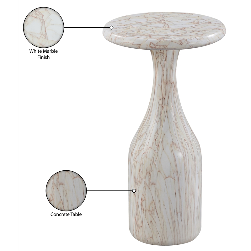 Meridian Furniture Savona White Concrete Indoor/Outdoor End Table