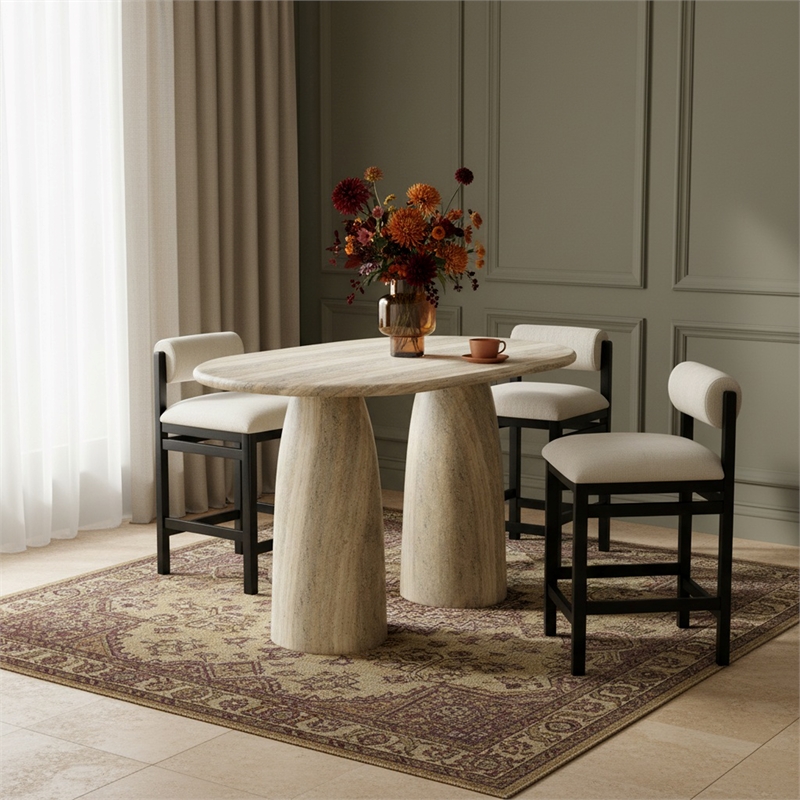 Meridian Furniture Cosenza Travertine Concrete Indoor/Outdoor Bar Table