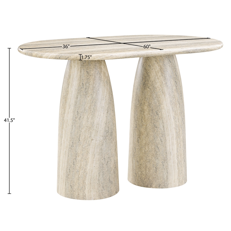 Meridian Furniture Cosenza Travertine Concrete Indoor/Outdoor Bar Table