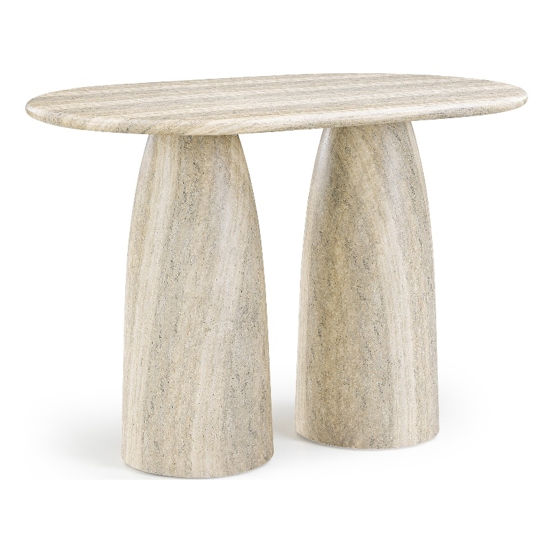 Meridian Furniture Cosenza Travertine Concrete Indoor/Outdoor Bar Table