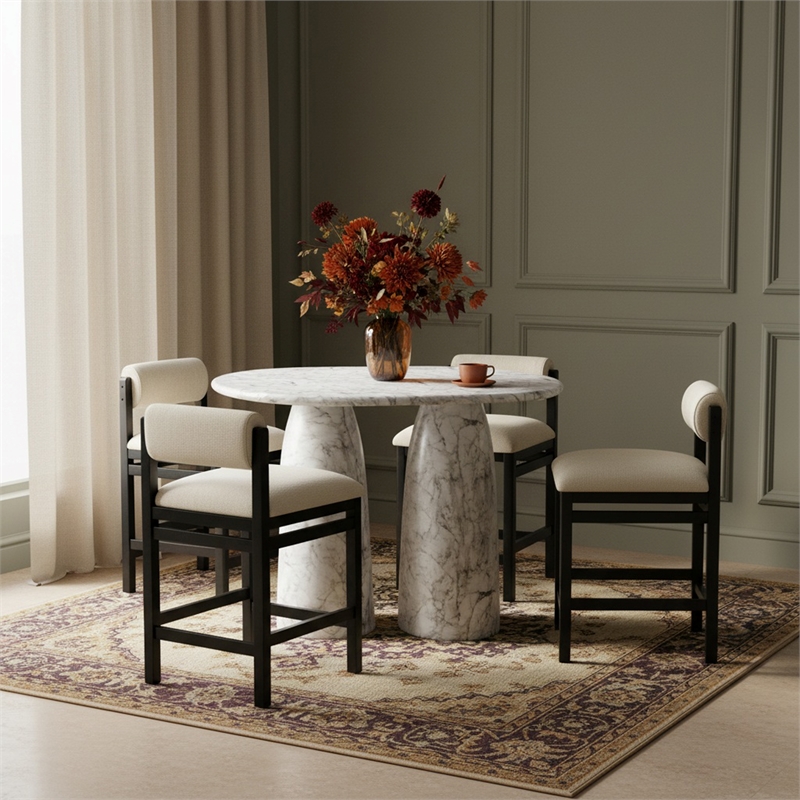 Meridian Furniture Cosenza White Concrete Indoor/Outdoor Bar Table