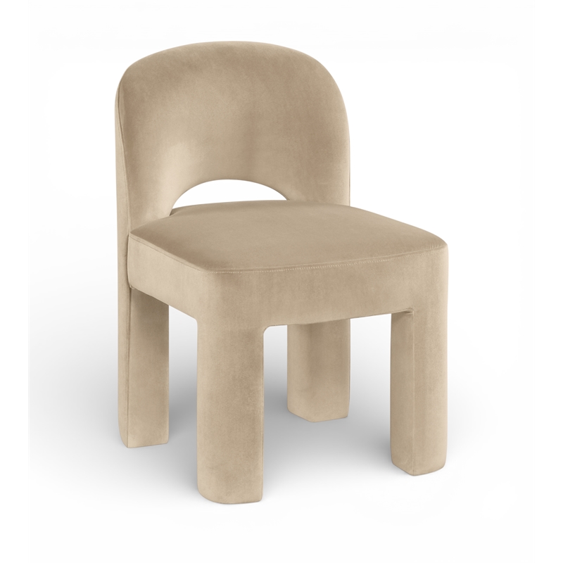 Meridian Furniture Celine Beige Velvet Upholstered Dining Chair (Set of 2)