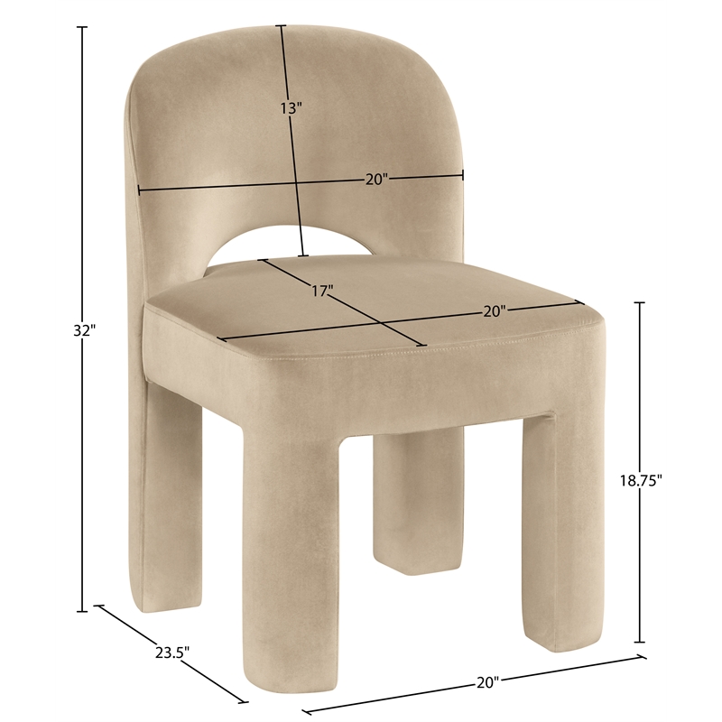 Meridian Furniture Celine Beige Velvet Upholstered Dining Chair (Set of 2)