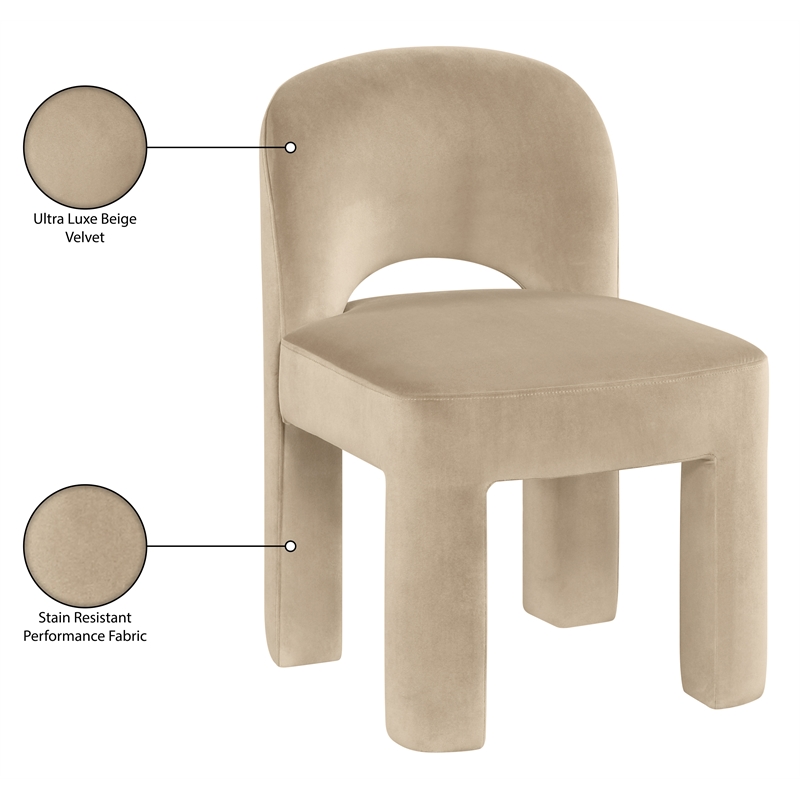 Meridian Furniture Celine Beige Velvet Upholstered Dining Chair (Set of 2)