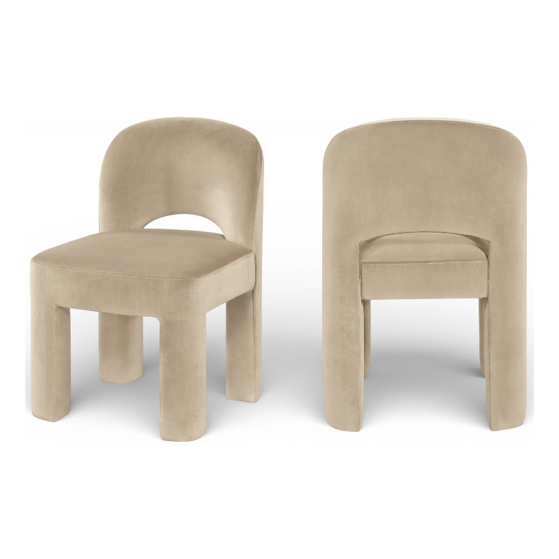 Meridian Furniture Celine Beige Velvet Upholstered Dining Chair (Set of 2)