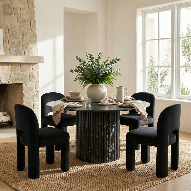 Meridian Furniture Celine Black Velvet Upholstered Dining Chair (Set of 2)