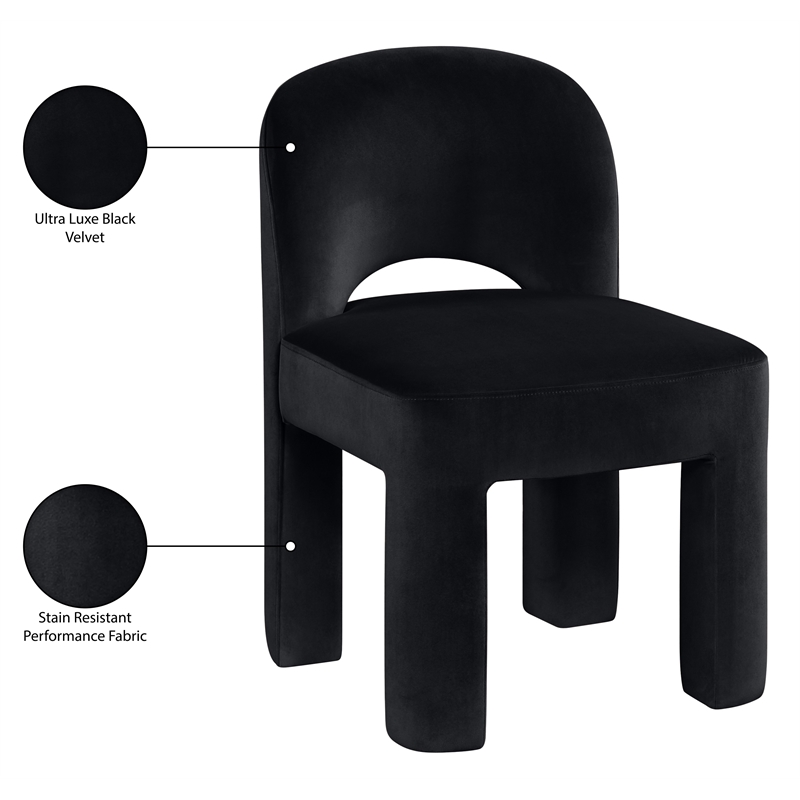 Meridian Furniture Celine Black Velvet Upholstered Dining Chair (Set of 2)