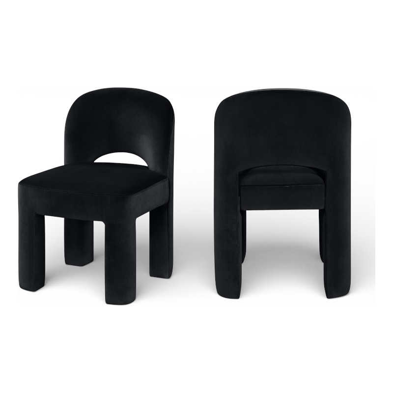 Meridian Furniture Celine Black Velvet Upholstered Dining Chair (Set of 2)