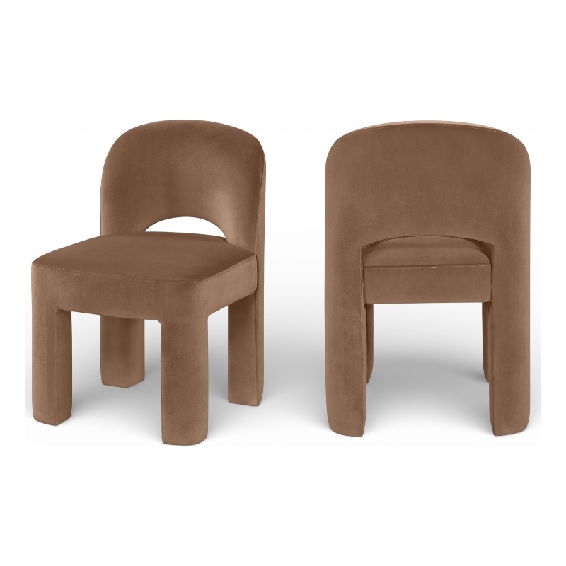 Meridian Furniture Celine Brown Velvet Upholstered Dining Chair (Set of 2)