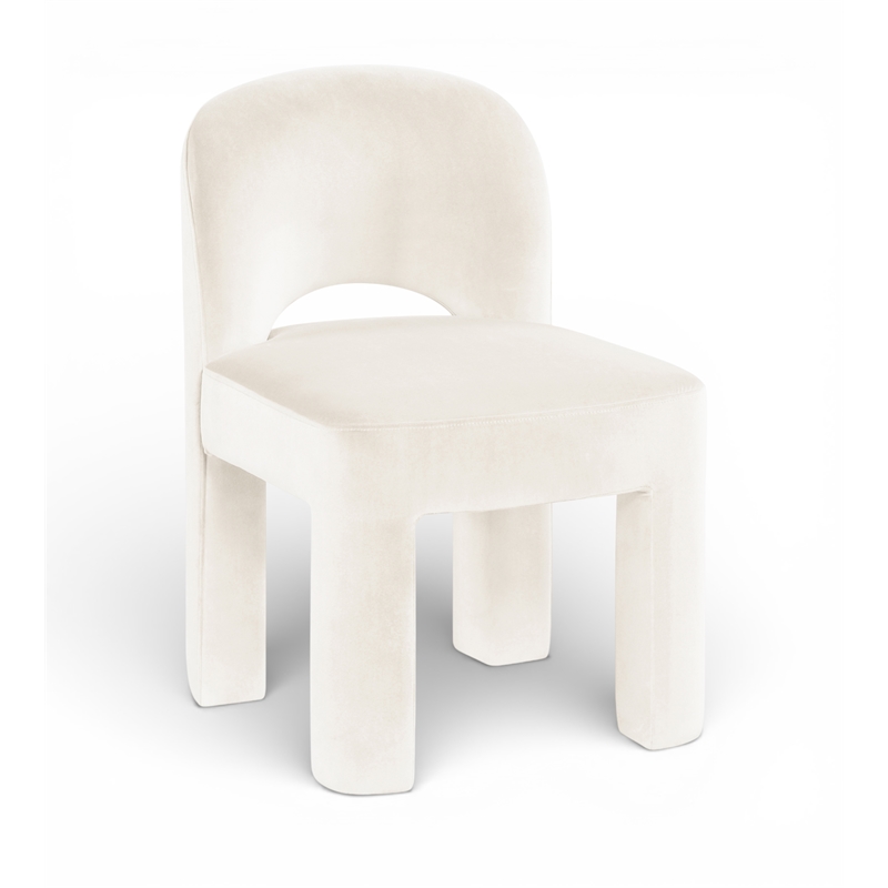 Meridian Furniture Celine Cream Velvet Upholstered Dining Chair (Set of 2)