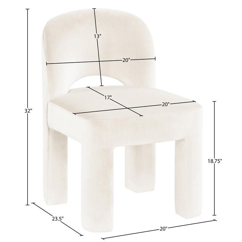 Meridian Furniture Celine Cream Velvet Upholstered Dining Chair (Set of 2)