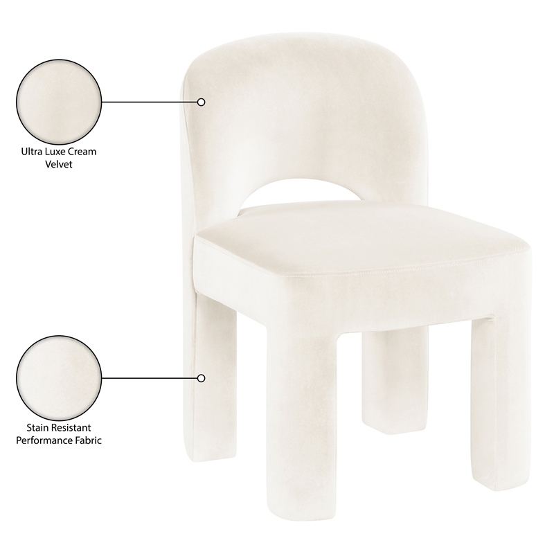 Meridian Furniture Celine Cream Velvet Upholstered Dining Chair (Set of 2)