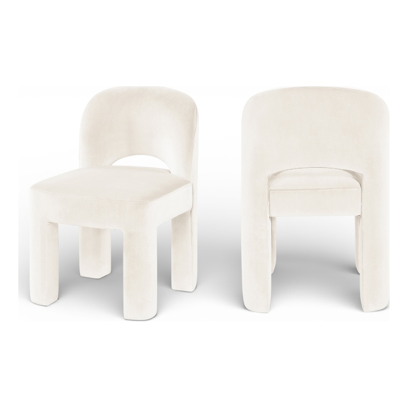 Meridian Furniture Celine Cream Velvet Upholstered Dining Chair (Set of 2)